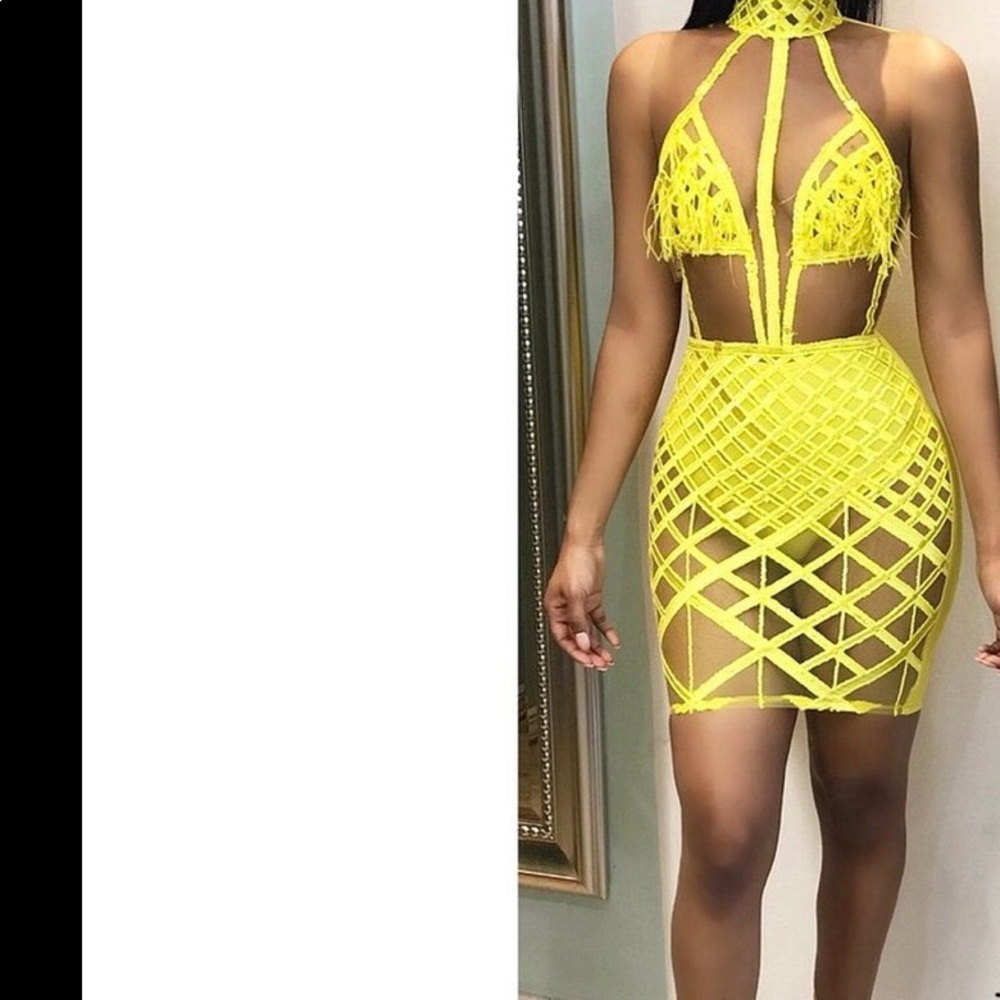 Yellow mini dress
